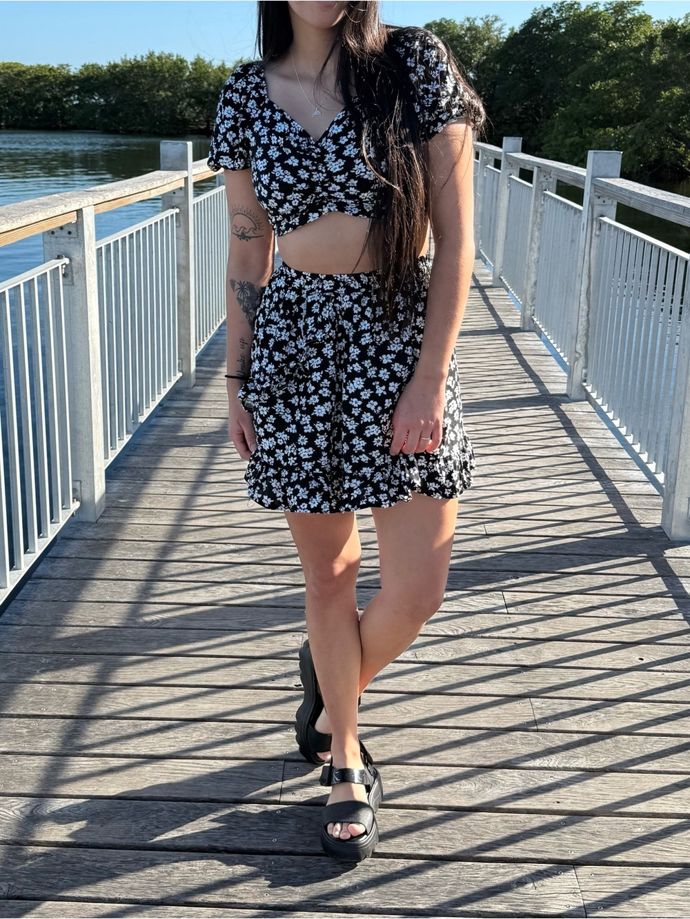 Black Floral Mini two piecd set